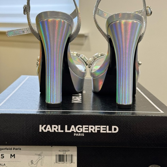 Karl Lagerfeld Silver Iridescent Heels - Picture 4 of 9